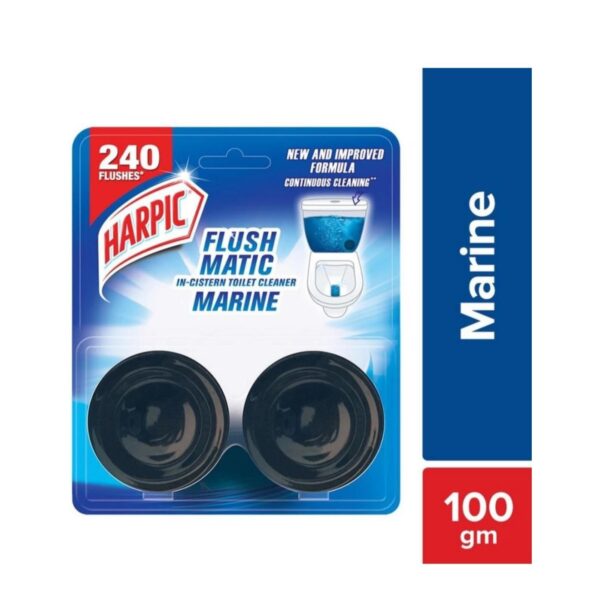Harpic Flushmatic In-Cistern Marine Block Toilet Cleaner (100g)