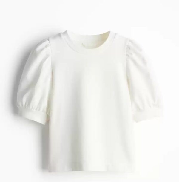 Cotton white top with puff sleeves