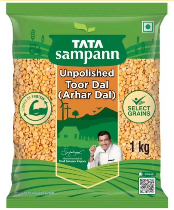 Tata sampann yellow toor/arhar dal (toor dal)split 1kg