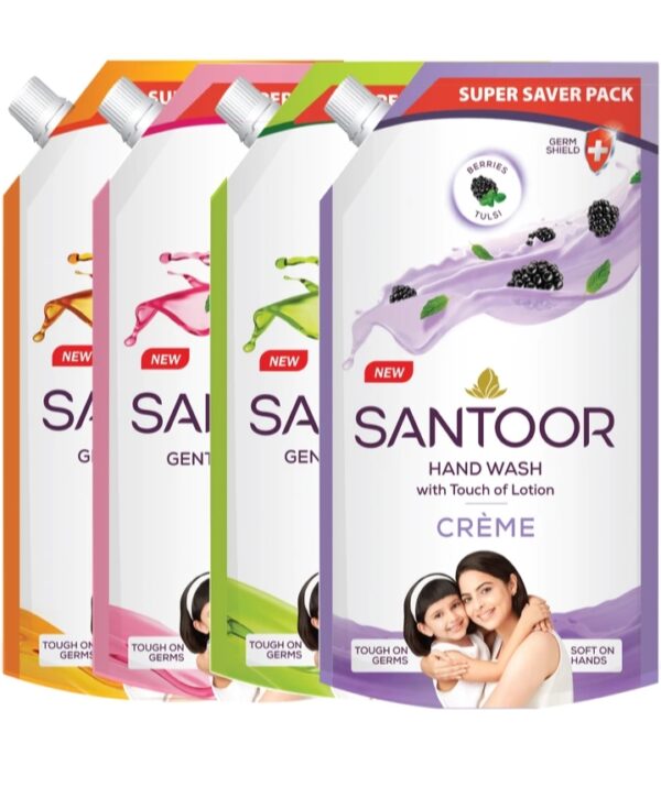 Santoor by classic gentle with goodness of sandlewood and tulsi hand wash pouch 650 ml - Image 6
