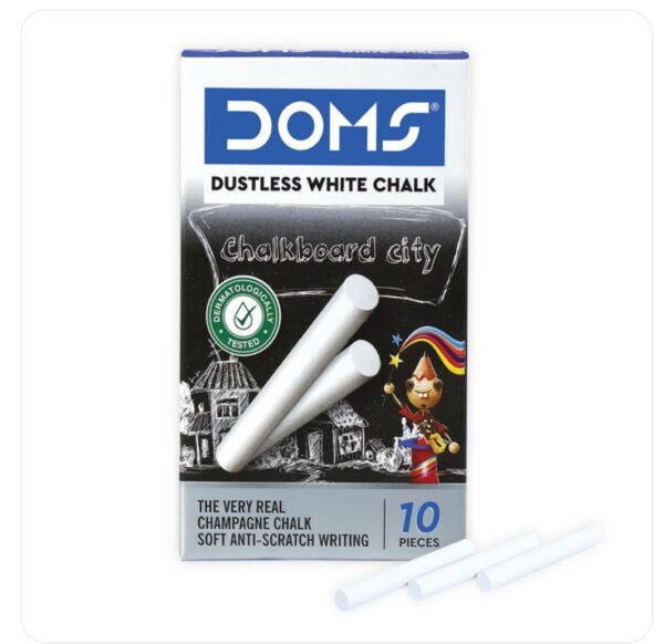 Doms Dustless White Chalk Box | 10 Pieces