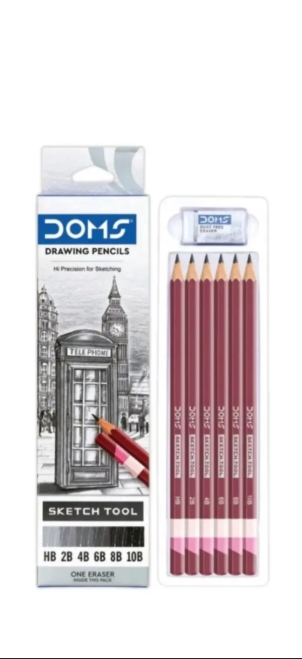 Doms drawing pencil set of 6 with 1 eraser