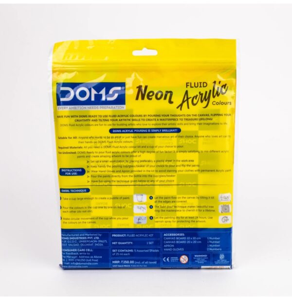 DOMS Fluid Acrylic Neon Colors Kit Set of 5 - Image 2