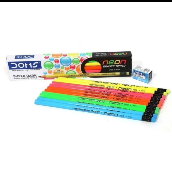 Doms Neon Rubber Tipped Pencils (Pack of 1) - Image 2