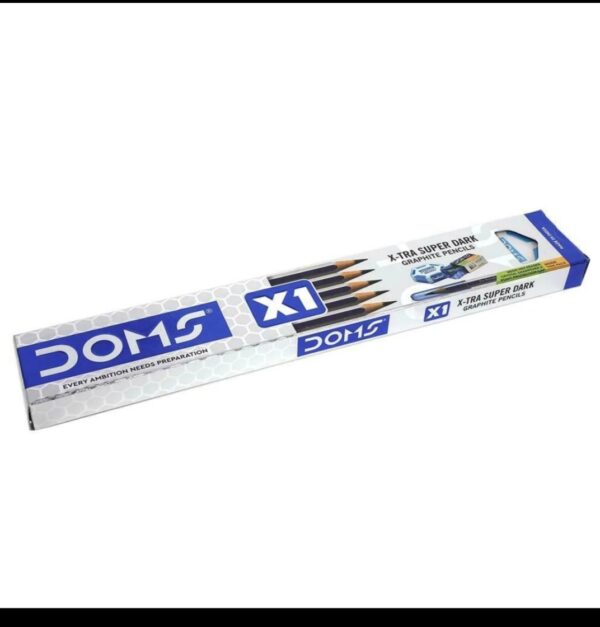 Doms X1 X-Tra Super Dark Pencil (10) With 1 Sharpener + 1 Eraser+1cap