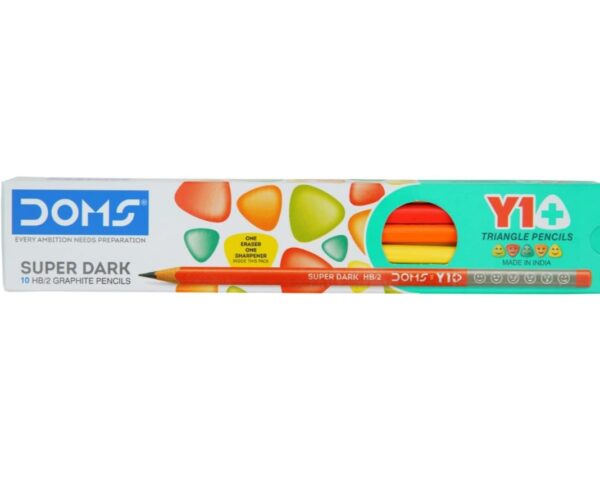 DOMS Y1 +Triangle shape dark pencils10 +1 Sharpener+1 Eraser