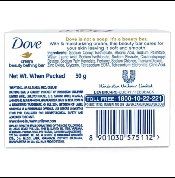 Dove Cream Beauty Bathing Bar 50 g - Image 3
