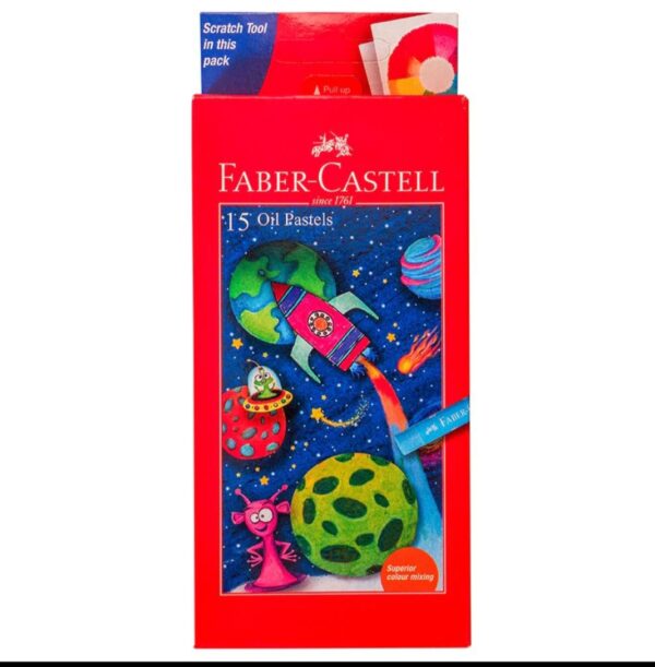 Faber Castell 15 Oil Pastels and 1 Scratch Tool - Image 2