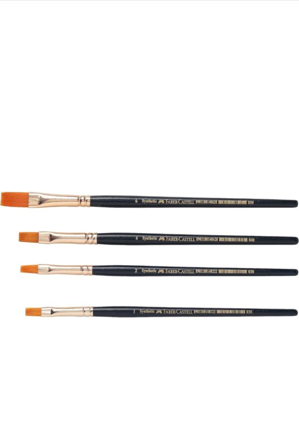 Faber-Castell Synthetic Hair Flat Assorted Paint Brush, Set of 4 - Image 3