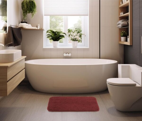FASH HOME REVERSIBLE BATH MAT (maroon)