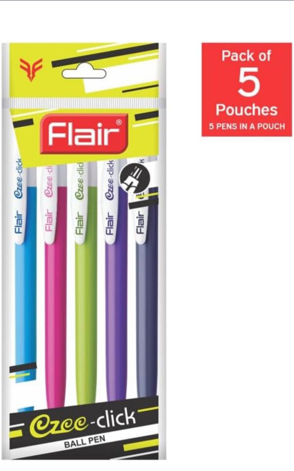 FLAIR Ezee Click Ball Pen Pouch Pack of 5pc - Image 3