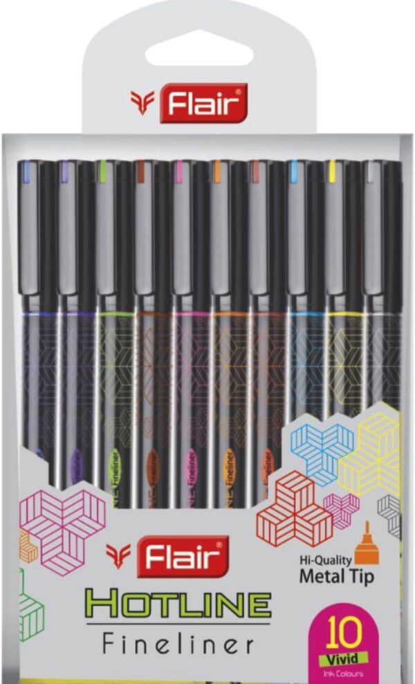 FLAIR Hotline Assorted Fineliner pk 10