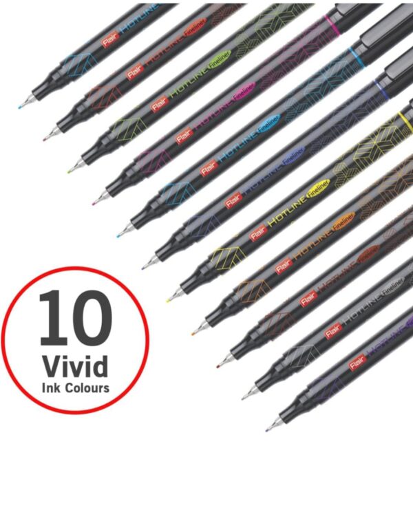 FLAIR Hotline Assorted Fineliner pk 10 - Image 4