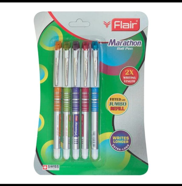 Flair Marathon Blue Ballpoint Pen (Pack of 5)