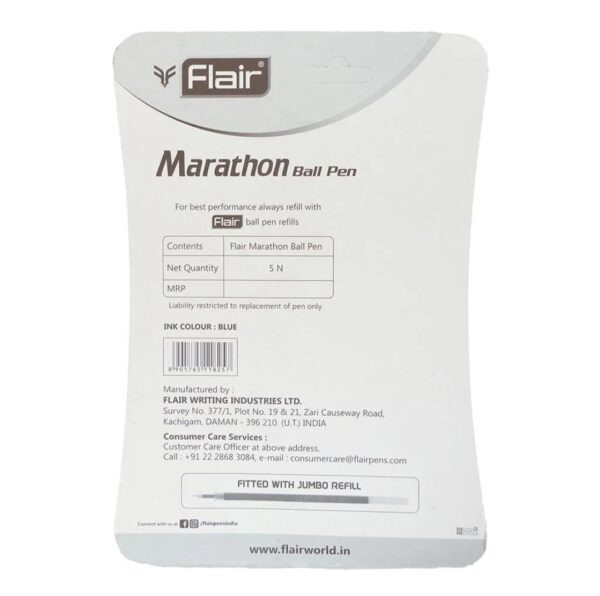 Flair Marathon Blue Ballpoint Pen (Pack of 5) - Image 2