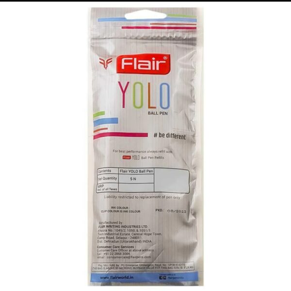 Flair Yolo Blue Ball Pen 5 pcs (Pouch) - Image 2