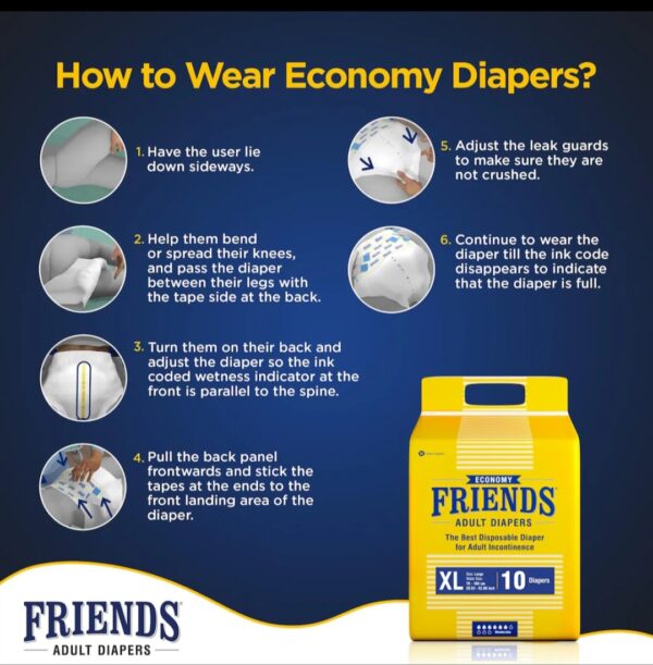 Friends Economy Adult Diapers XL 10 - Image 3