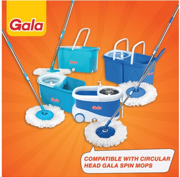 Gala Quick‑Spin Microfiber Mop with Stainless‑Steel Handle & Refill - Image 3