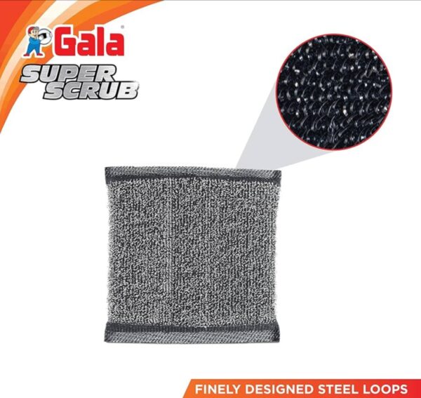Gala Super Steel Scrub (Black, 95 × 18 × 100 mm) 🧽