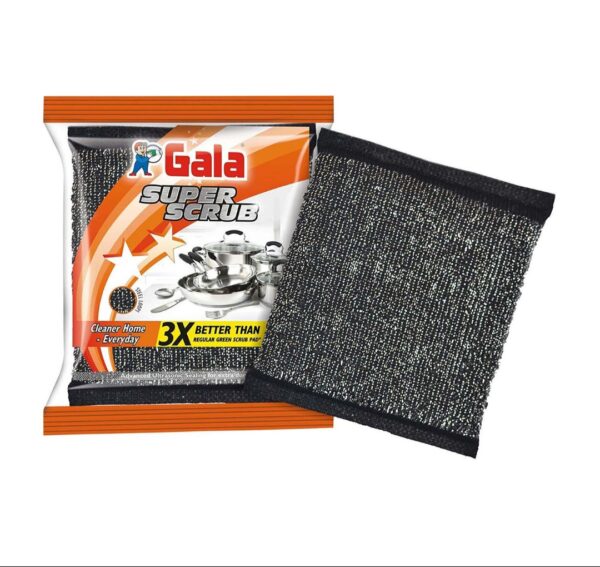 Gala Super Steel Scrub (Black, 95 × 18 × 100 mm) 🧽 - Image 2