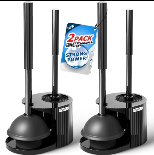 “GL 2‑in‑1 double-handle plastic toilet brush (610 × 75 × 155 mm)”