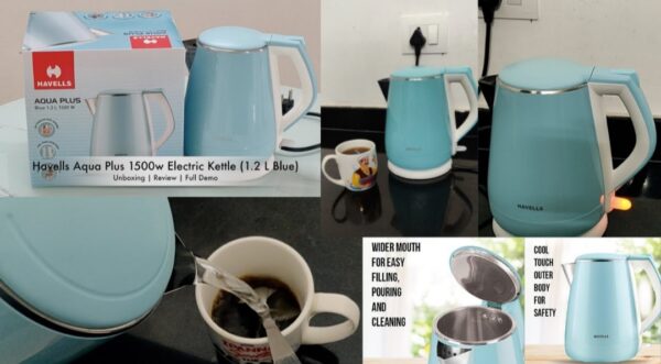 Havells Aqua Plus 1.2 L Electric Kettle (Black/blue)