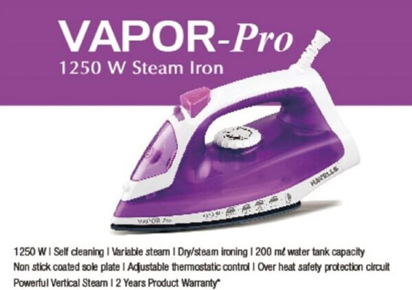 Havells Vapor Pro 1250 W Steam Iron (Purple, model GHGSIBWU125)