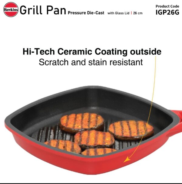 Hawkins 26 cm Die‑Cast Non‑Stick Grill Pan (Model IGP26G).