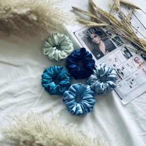 Premium satin hand made scrunchies combo of 5